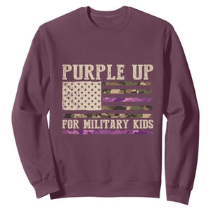 Purple Up For Military Kids Sweatshirt Military Child Month USA Flag Camouflage TS02 Maroon Print Your Wear
