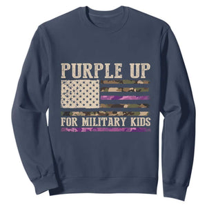Purple Up For Military Kids Sweatshirt Military Child Month USA Flag Camouflage TS02 Navy Print Your Wear