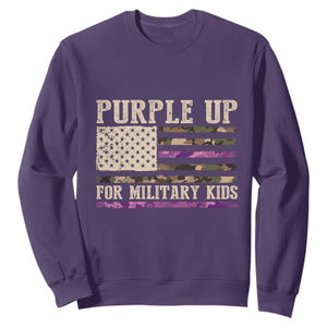 Purple Up For Military Kids Sweatshirt Military Child Month USA Flag Camouflage TS02 Purple Print Your Wear