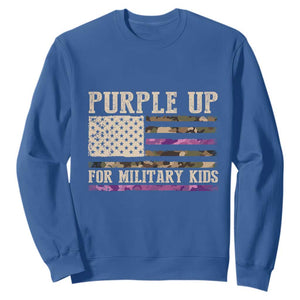 Purple Up For Military Kids Sweatshirt Military Child Month USA Flag Camouflage TS02 Royal Blue Print Your Wear