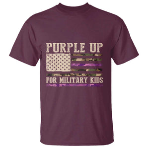 Purple Up For Military Kids T Shirt Military Child Month USA Flag Camouflage TS02 Maroon Print Your Wear