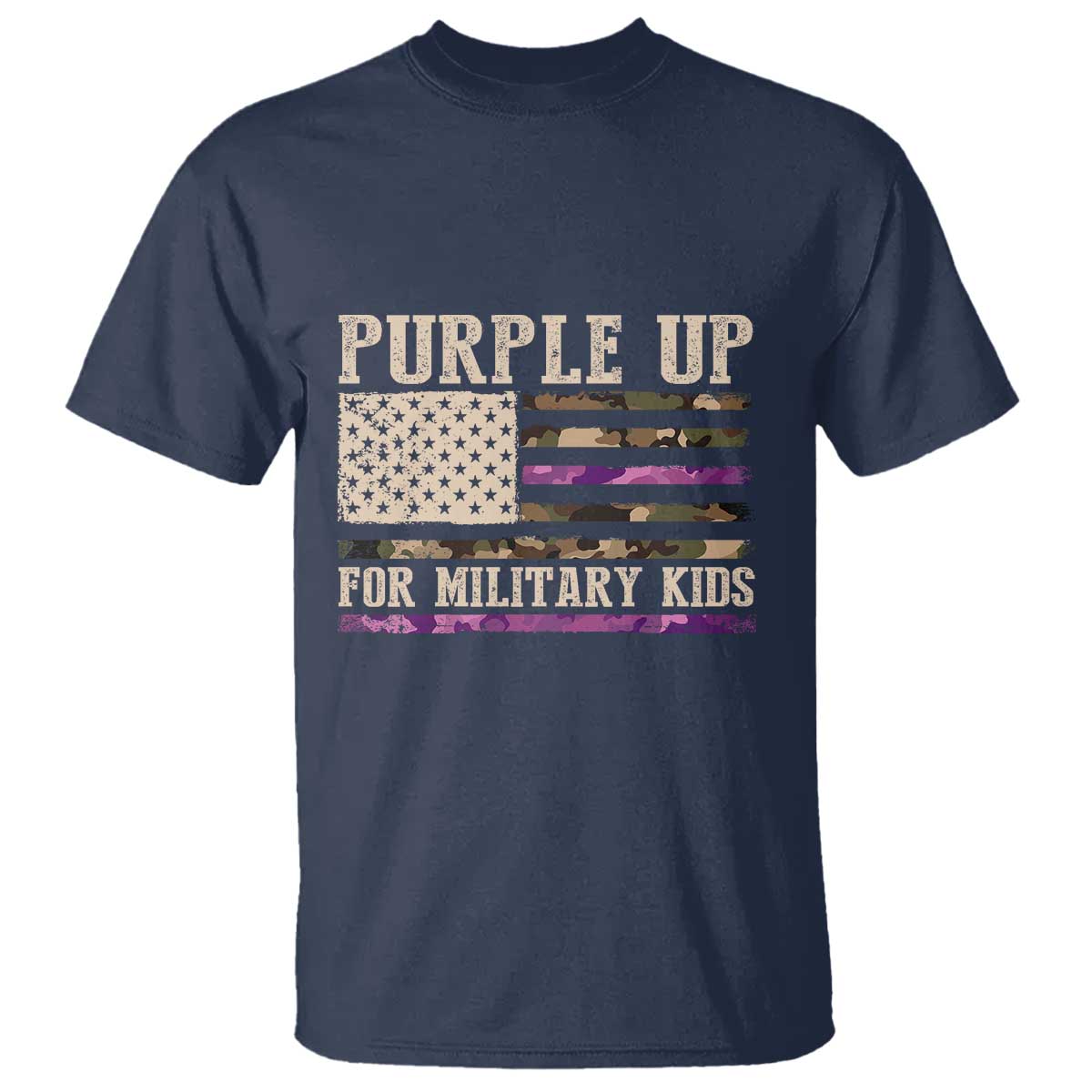 Purple Up For Military Kids T Shirt Military Child Month USA Flag Camouflage TS02 Navy Print Your Wear