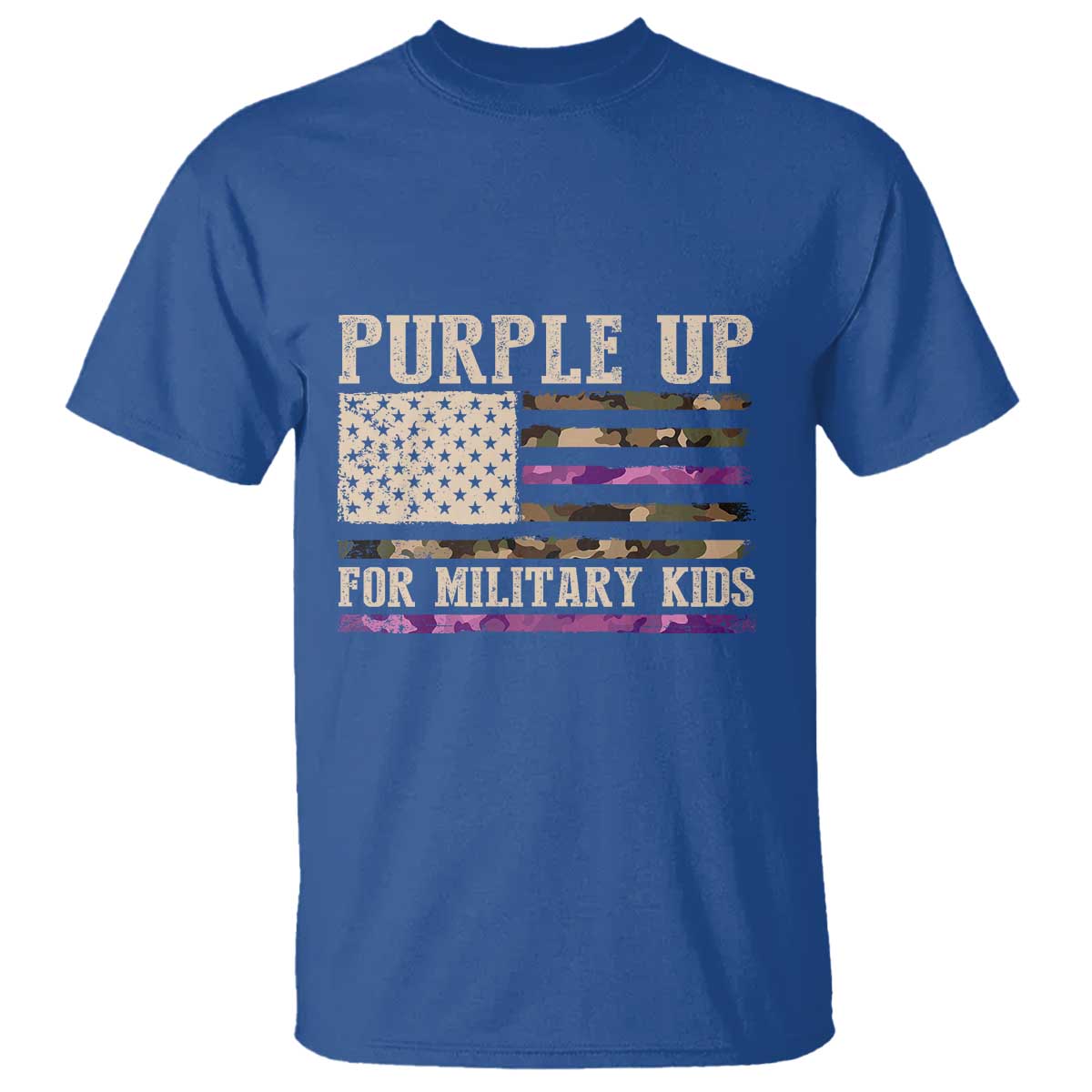 Purple Up For Military Kids T Shirt Military Child Month USA Flag Camouflage TS02 Royal Blue Print Your Wear