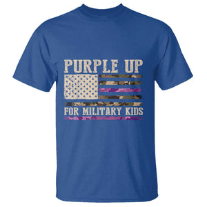 Purple Up For Military Kids T Shirt Military Child Month USA Flag Camouflage TS02 Royal Blue Print Your Wear
