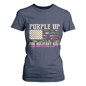 Purple Up For Military Kids T Shirt For Women Military Child Month USA Flag Camouflage TS02 Navy Print Your Wear