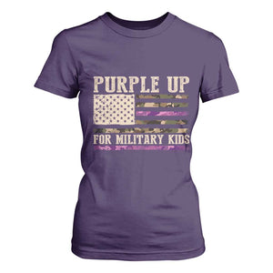 Purple Up For Military Kids T Shirt For Women Military Child Month USA Flag Camouflage TS02 Purple Print Your Wear