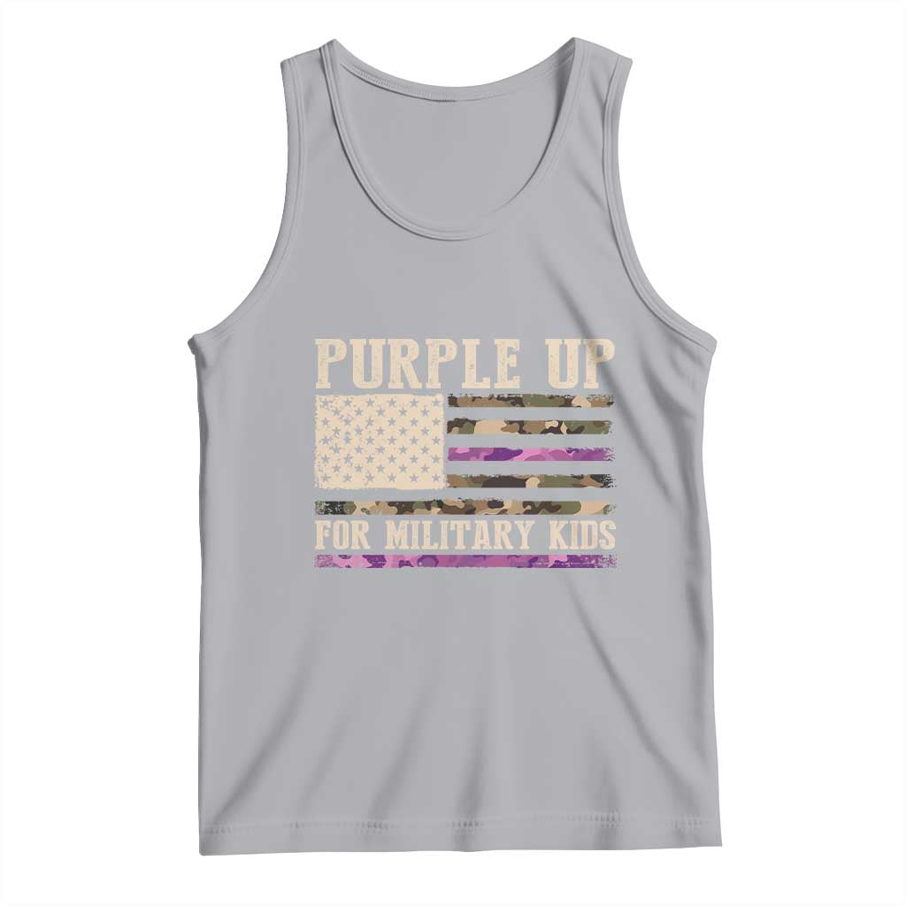 Purple Up For Military Kids Tank Top Military Child Month USA Flag Camouflage TS02 Athletic Heather Print Your Wear