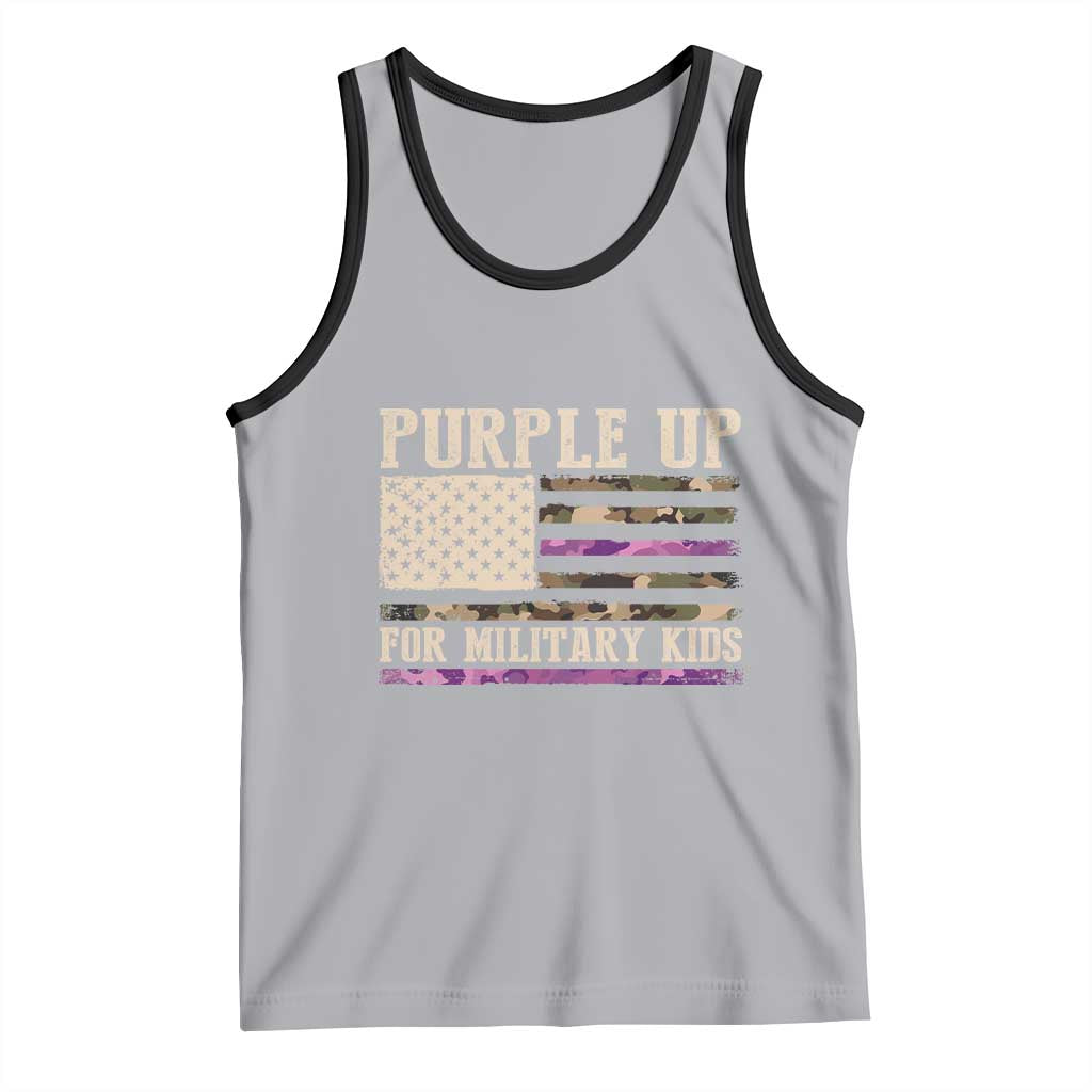 Purple Up For Military Kids Tank Top Military Child Month USA Flag Camouflage TS02 Athletic Heather Black Print Your Wear