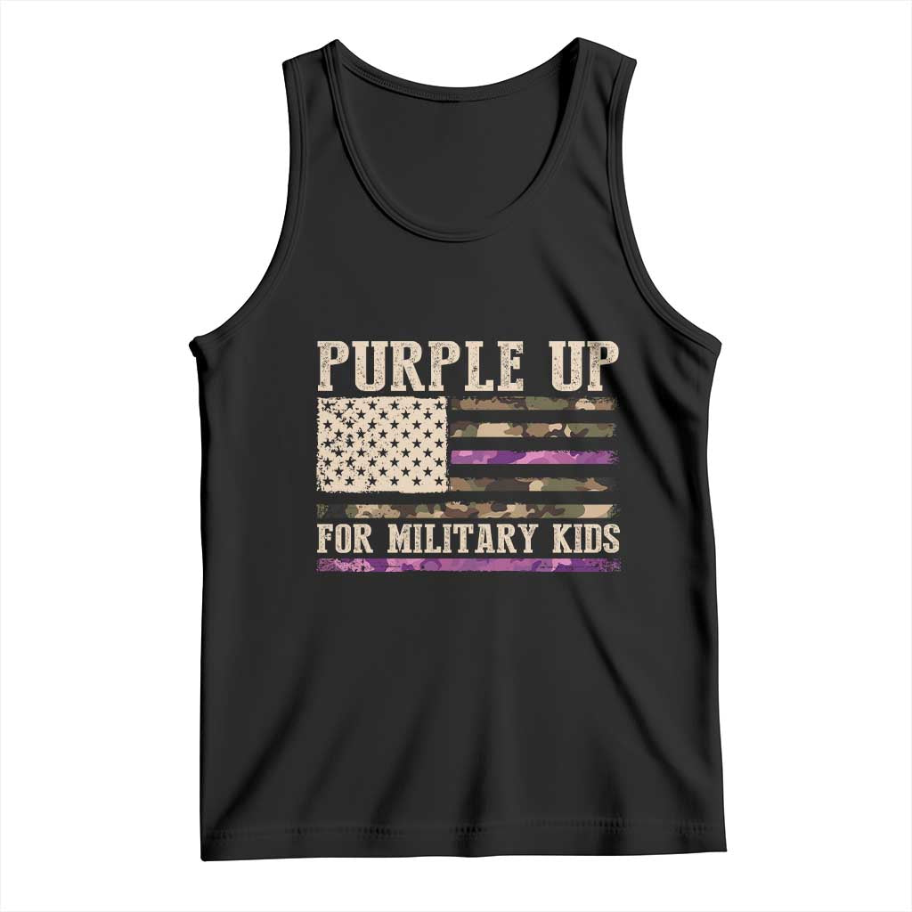 Purple Up For Military Kids Tank Top Military Child Month USA Flag Camouflage TS02 Black Print Your Wear