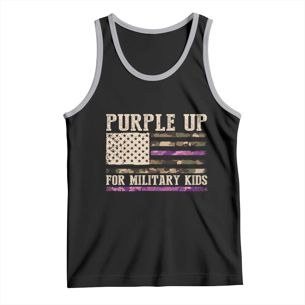 Purple Up For Military Kids Tank Top Military Child Month USA Flag Camouflage TS02 Black Athletic Heather Print Your Wear