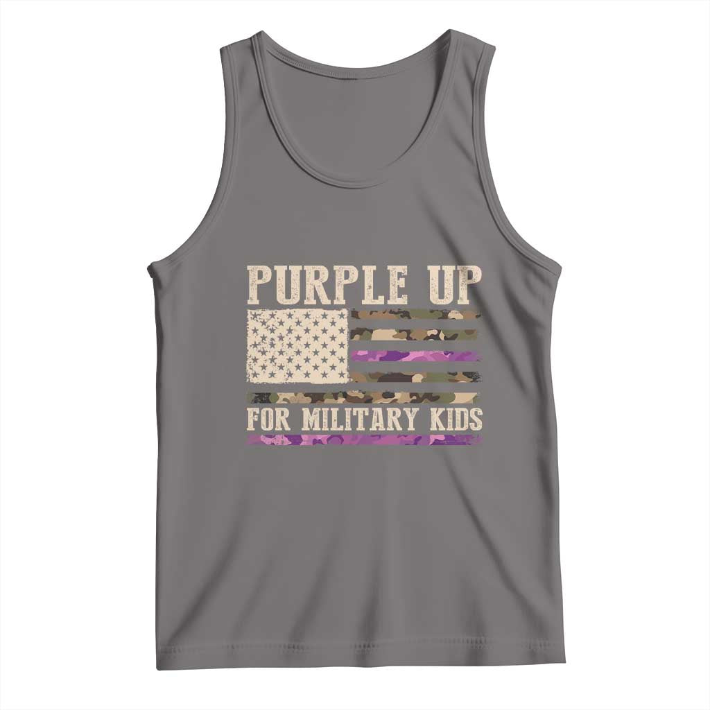Purple Up For Military Kids Tank Top Military Child Month USA Flag Camouflage TS02 Deep Heather Print Your Wear