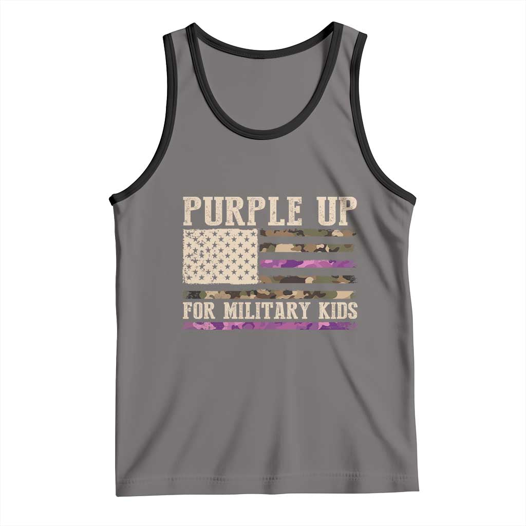 Purple Up For Military Kids Tank Top Military Child Month USA Flag Camouflage TS02 Deep Heather Black Print Your Wear