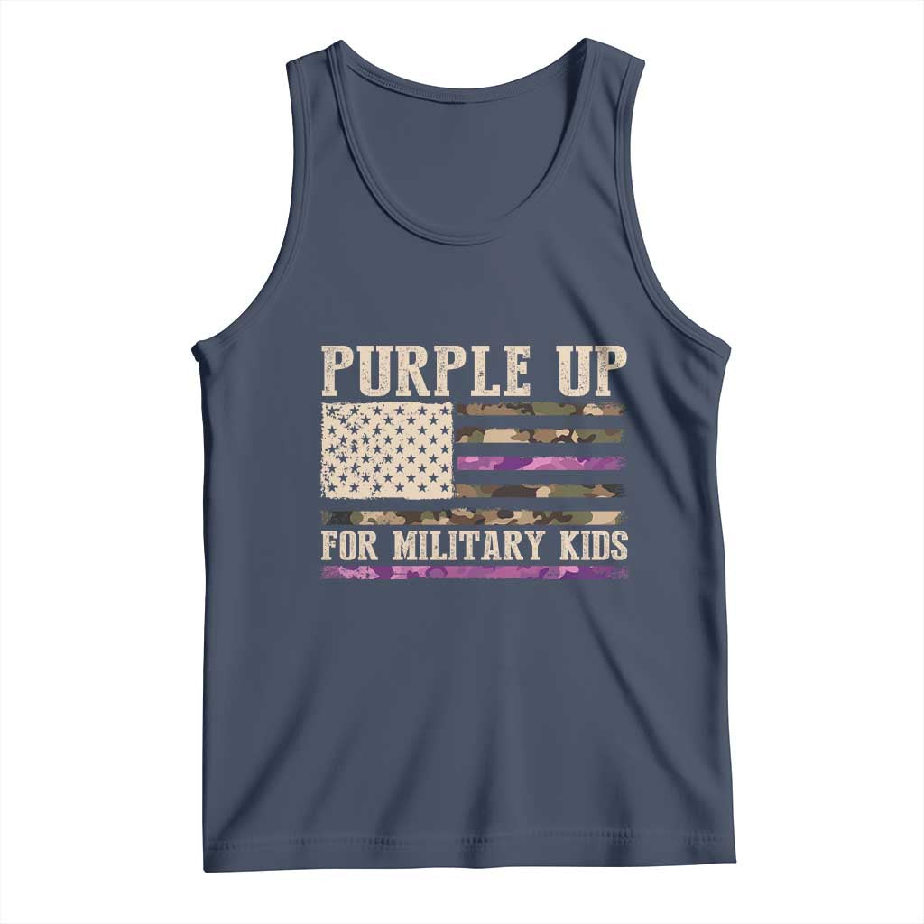Purple Up For Military Kids Tank Top Military Child Month USA Flag Camouflage TS02 Navy Print Your Wear