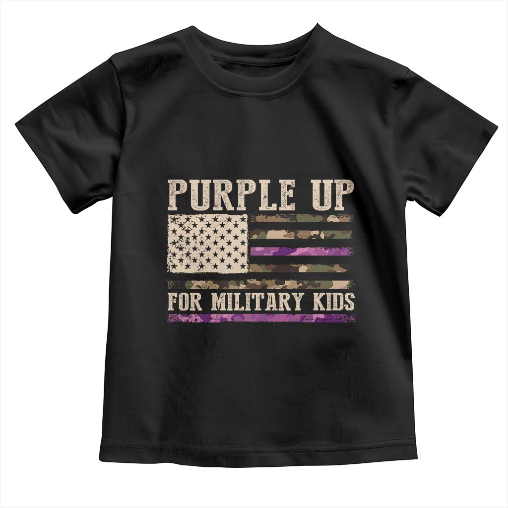 Purple Up For Military Kids Toddler T Shirt Military Child Month USA Flag Camouflage TS02 Black Print Your Wear