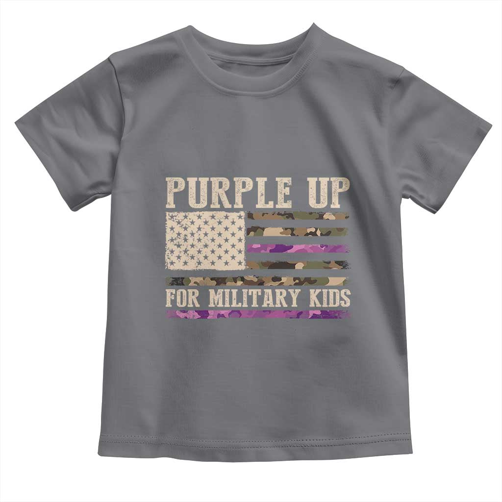Purple Up For Military Kids Toddler T Shirt Military Child Month USA Flag Camouflage TS02 Charcoal Print Your Wear