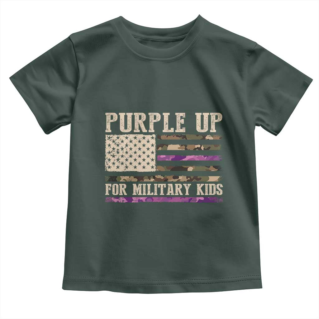 Purple Up For Military Kids Toddler T Shirt Military Child Month USA Flag Camouflage TS02 Dark Forest Green Print Your Wear