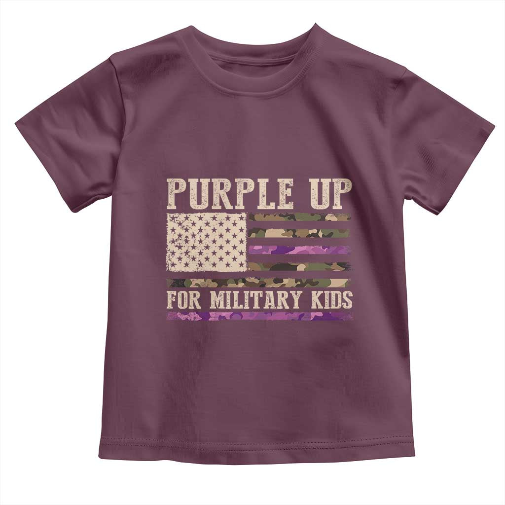 Purple Up For Military Kids Toddler T Shirt Military Child Month USA Flag Camouflage TS02 Maroon Print Your Wear