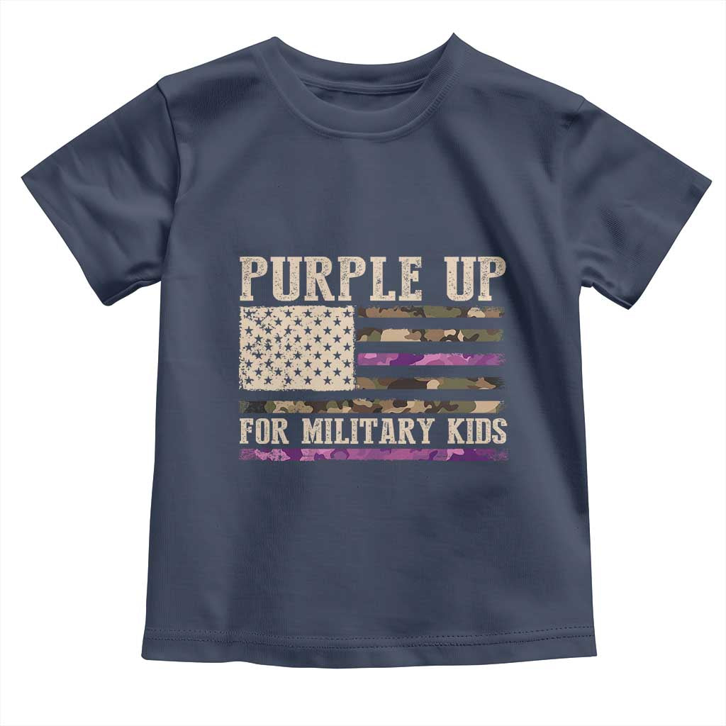 Purple Up For Military Kids Toddler T Shirt Military Child Month USA Flag Camouflage TS02 Navy Print Your Wear