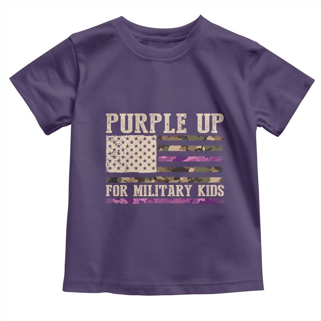 Purple Up For Military Kids Toddler T Shirt Military Child Month USA Flag Camouflage TS02 Purple Print Your Wear