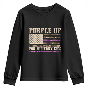 Purple Up For Military Kids Youth Sweatshirt Military Child Month USA Flag Camouflage TS02 Black Print Your Wear