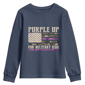 Purple Up For Military Kids Youth Sweatshirt Military Child Month USA Flag Camouflage TS02 Navy Print Your Wear