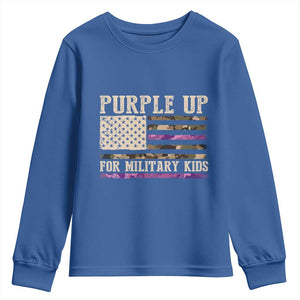Purple Up For Military Kids Youth Sweatshirt Military Child Month USA Flag Camouflage TS02 Royal Blue Print Your Wear