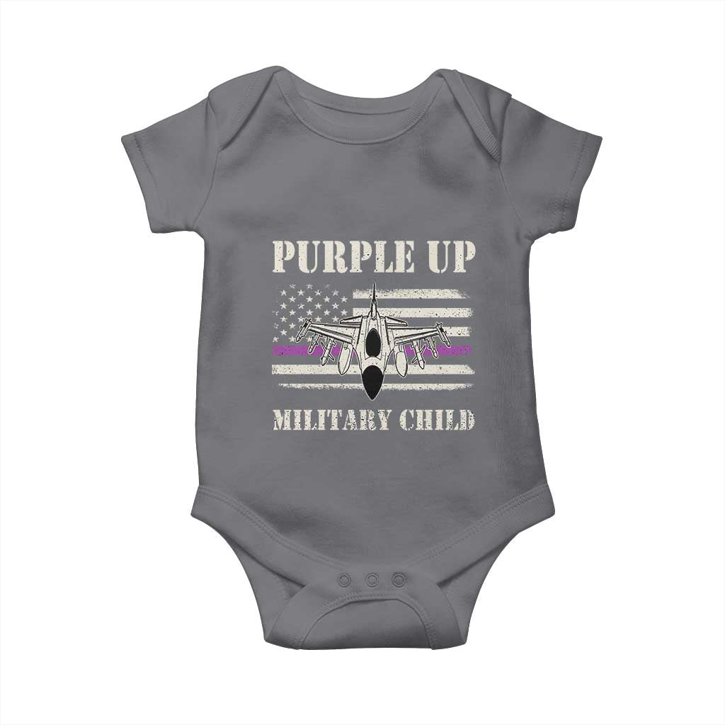 Purple Up For Military Kids Baby Onesie Month of Military Child Kids Air Force US Flag TS02 Charcoal Print Your Wear