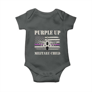 Purple Up For Military Kids Baby Onesie Month of Military Child Kids Air Force US Flag TS02 Dark Heather Print Your Wear