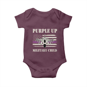 Purple Up For Military Kids Baby Onesie Month of Military Child Kids Air Force US Flag TS02 Maroon Print Your Wear