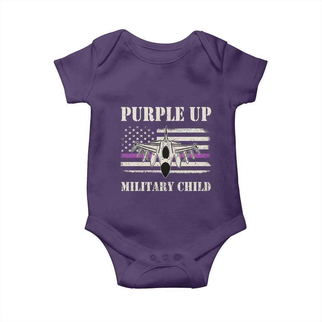 Purple Up For Military Kids Baby Onesie Month of Military Child Kids Air Force US Flag TS02 Purple Print Your Wear