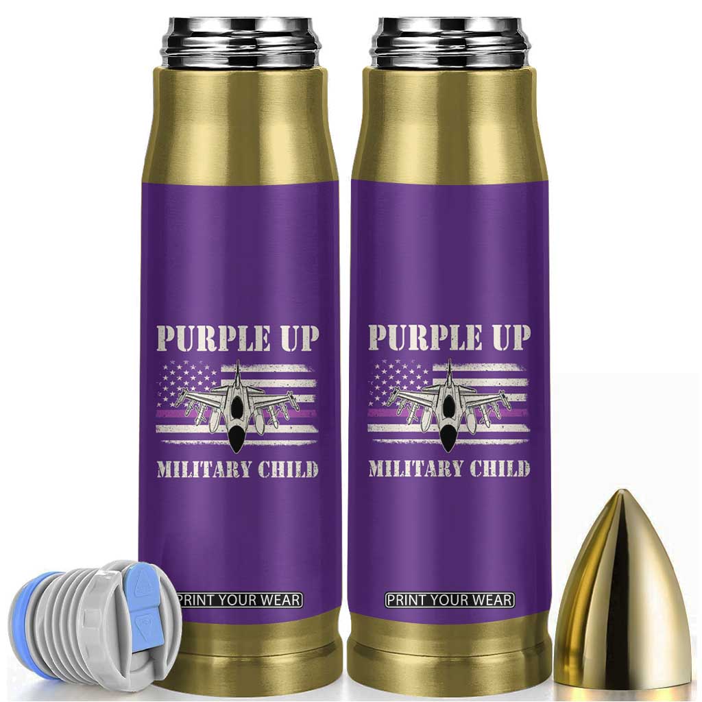 Purple Up For Military Kids Bullet Tumbler Month of Military Child Kids Air Force US Flag TS02 Purple Print Your Wear