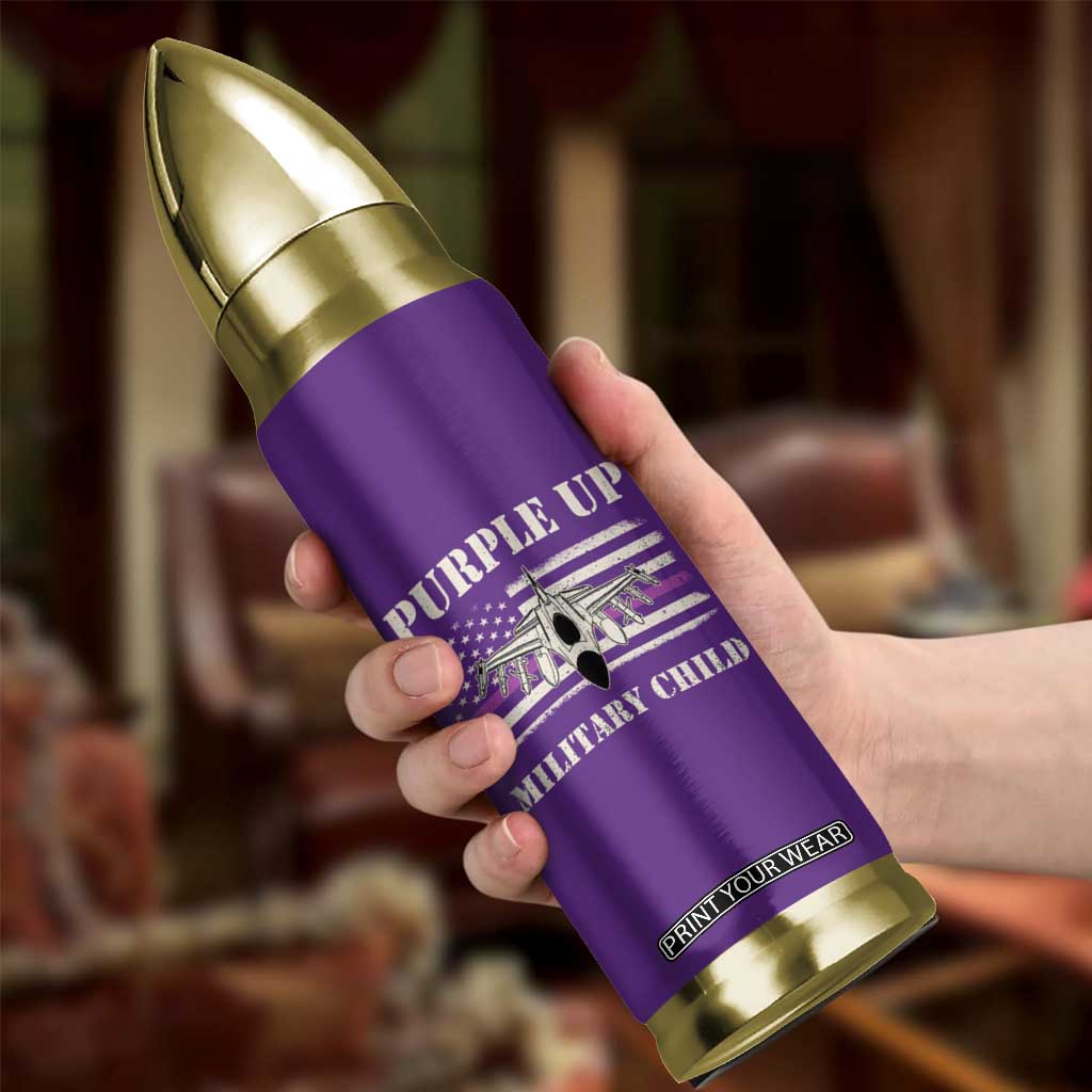 Purple Up For Military Kids Bullet Tumbler Month of Military Child Kids Air Force US Flag TS02 Print Your Wear