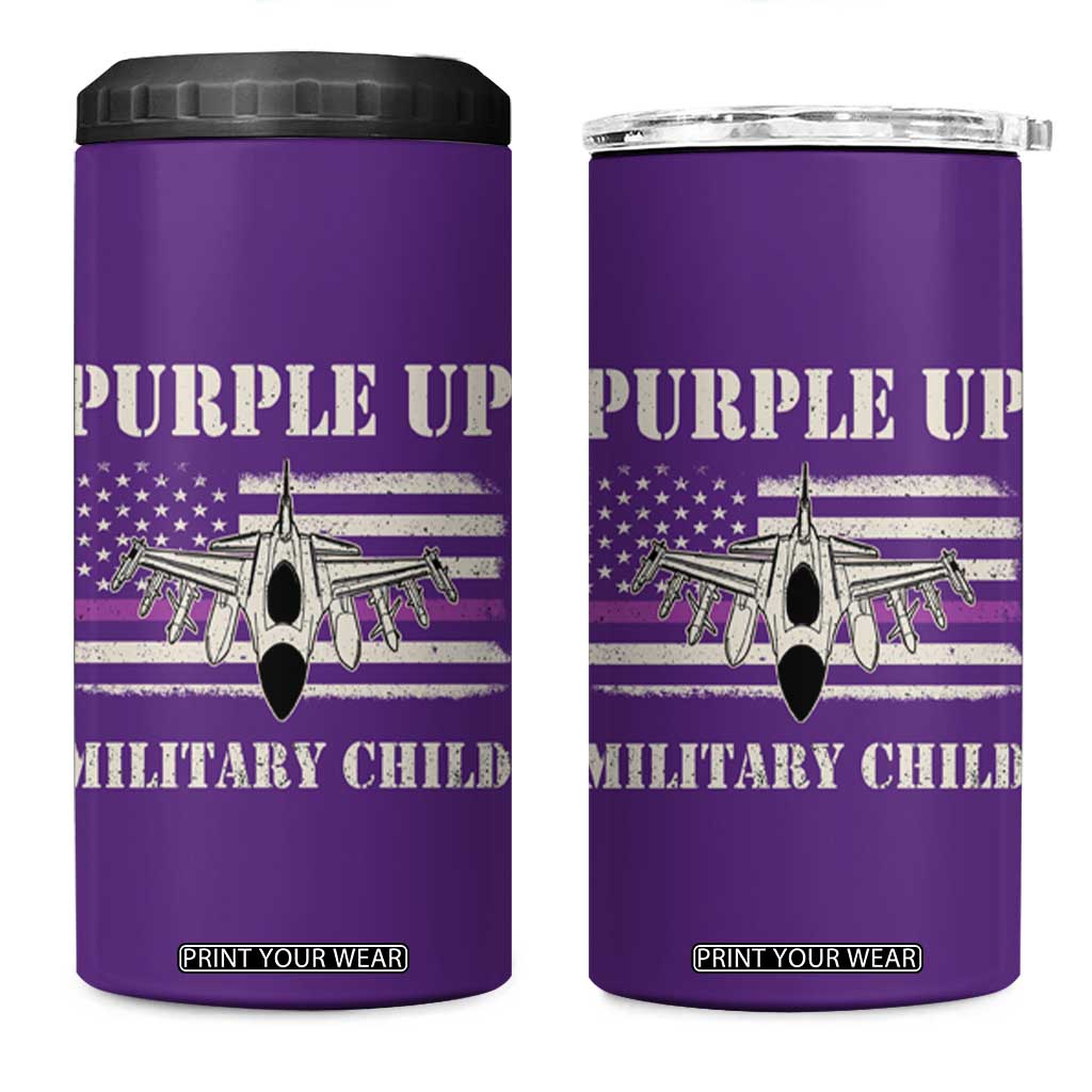 Purple Up For Military Kids 4 in 1 Can Cooler Tumbler Month of Military Child Kids Air Force US Flag TS02 One Size: 16 oz Purple Print Your Wear