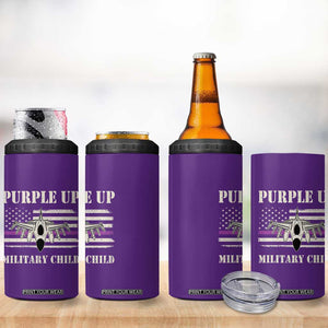Purple Up For Military Kids 4 in 1 Can Cooler Tumbler Month of Military Child Kids Air Force US Flag TS02 Print Your Wear
