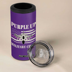 Purple Up For Military Kids 4 in 1 Can Cooler Tumbler Month of Military Child Kids Air Force US Flag TS02 Print Your Wear