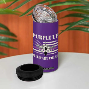 Purple Up For Military Kids 4 in 1 Can Cooler Tumbler Month of Military Child Kids Air Force US Flag TS02 Print Your Wear