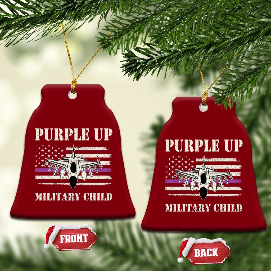 Purple Up For Military Kids Ceramic Ornament Month of Military Child Kids Air Force US Flag TS02 Print Your Wear