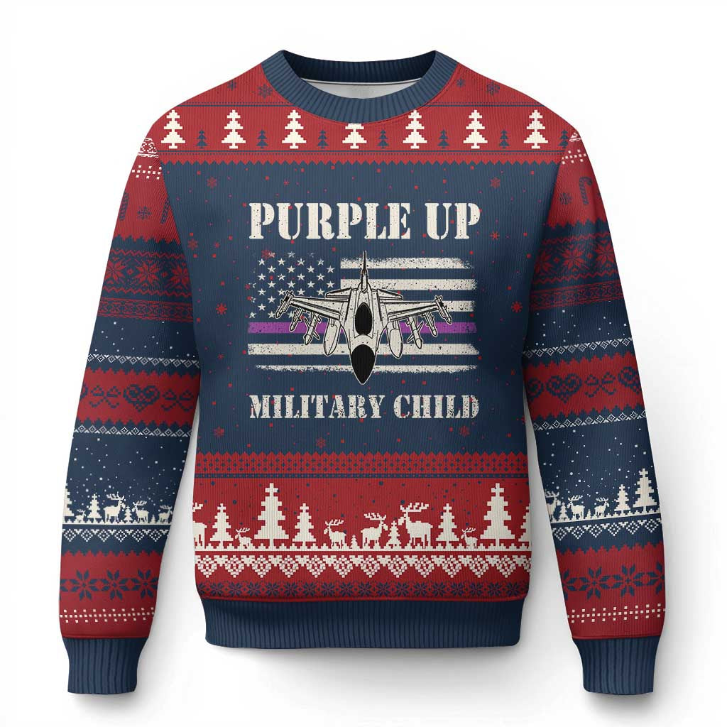 Purple Up For Military Kids Ugly Christmas Sweater Month of Military Child Kids Air Force US Flag TS02 Navy Red Print Your Wear