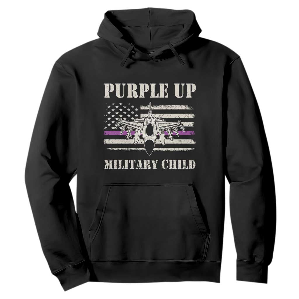 Purple Up For Military Kids Hoodie Month of Military Child Kids Air Force US Flag TS02 Black Print Your Wear