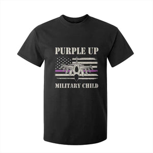 Purple Up For Military Kids T Shirt For Kid Month of Military Child Kids Air Force US Flag TS02 Black Print Your Wear