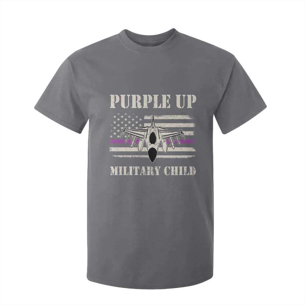 Purple Up For Military Kids T Shirt For Kid Month of Military Child Kids Air Force US Flag TS02 Print Your Wear