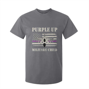 Purple Up For Military Kids T Shirt For Kid Month of Military Child Kids Air Force US Flag TS02 Charcoal Print Your Wear