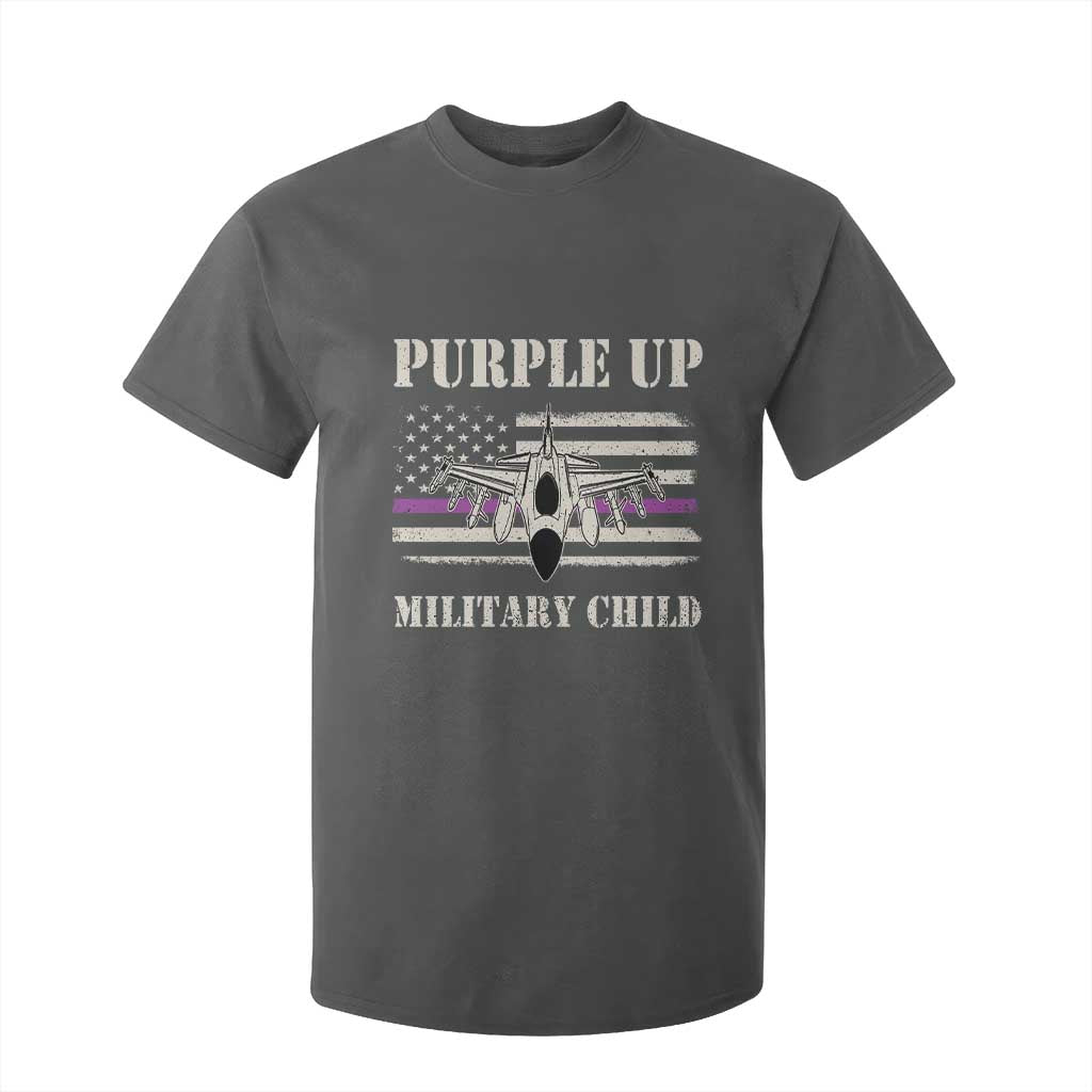 Purple Up For Military Kids T Shirt For Kid Month of Military Child Kids Air Force US Flag TS02 Print Your Wear