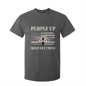 Purple Up For Military Kids T Shirt For Kid Month of Military Child Kids Air Force US Flag TS02 Dark Heather Print Your Wear