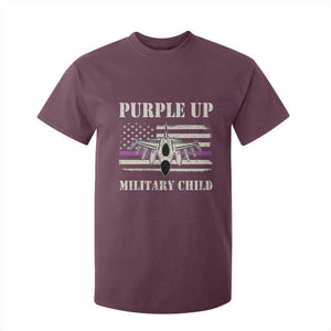Purple Up For Military Kids T Shirt For Kid Month of Military Child Kids Air Force US Flag TS02 Maroon Print Your Wear