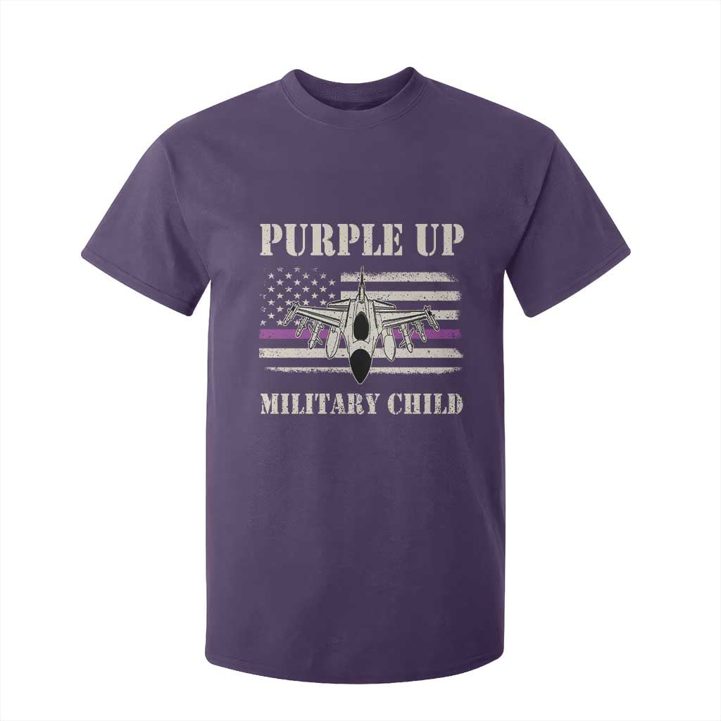 Purple Up For Military Kids T Shirt For Kid Month of Military Child Kids Air Force US Flag TS02 Purple Print Your Wear