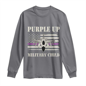 Purple Up For Military Kids Long Sleeve Shirt Month of Military Child Kids Air Force US Flag TS02 Charcoal Print Your Wear