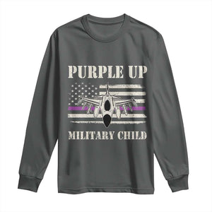 Purple Up For Military Kids Long Sleeve Shirt Month of Military Child Kids Air Force US Flag TS02 S Dark Heather Print Your Wear