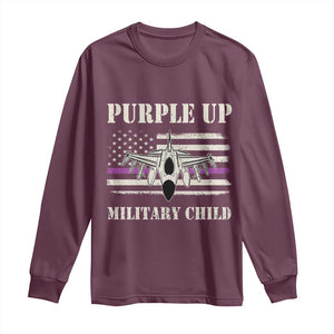 Purple Up For Military Kids Long Sleeve Shirt Month of Military Child Kids Air Force US Flag TS02 Maroon Print Your Wear