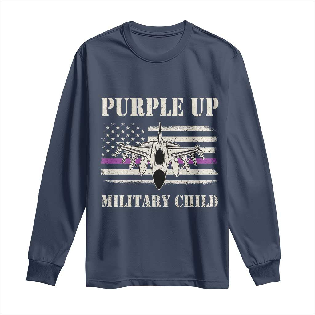 Purple Up For Military Kids Long Sleeve Shirt Month of Military Child Kids Air Force US Flag TS02 Navy Print Your Wear